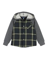 Andy & Evan Big Boys Toddler/Child Green Plaid Hooded Flannel Buttondown Set