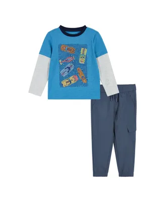 Toddler/Child Boys Racecar Long Sleeve Two-Fer Tee Set