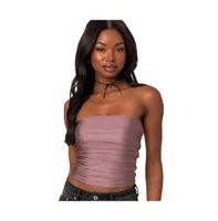 Women's Maxeen shiny gathered tube top