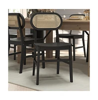 Analise Set Of 2 Cane Rattan Dining Chairs With Solid Wood Frames