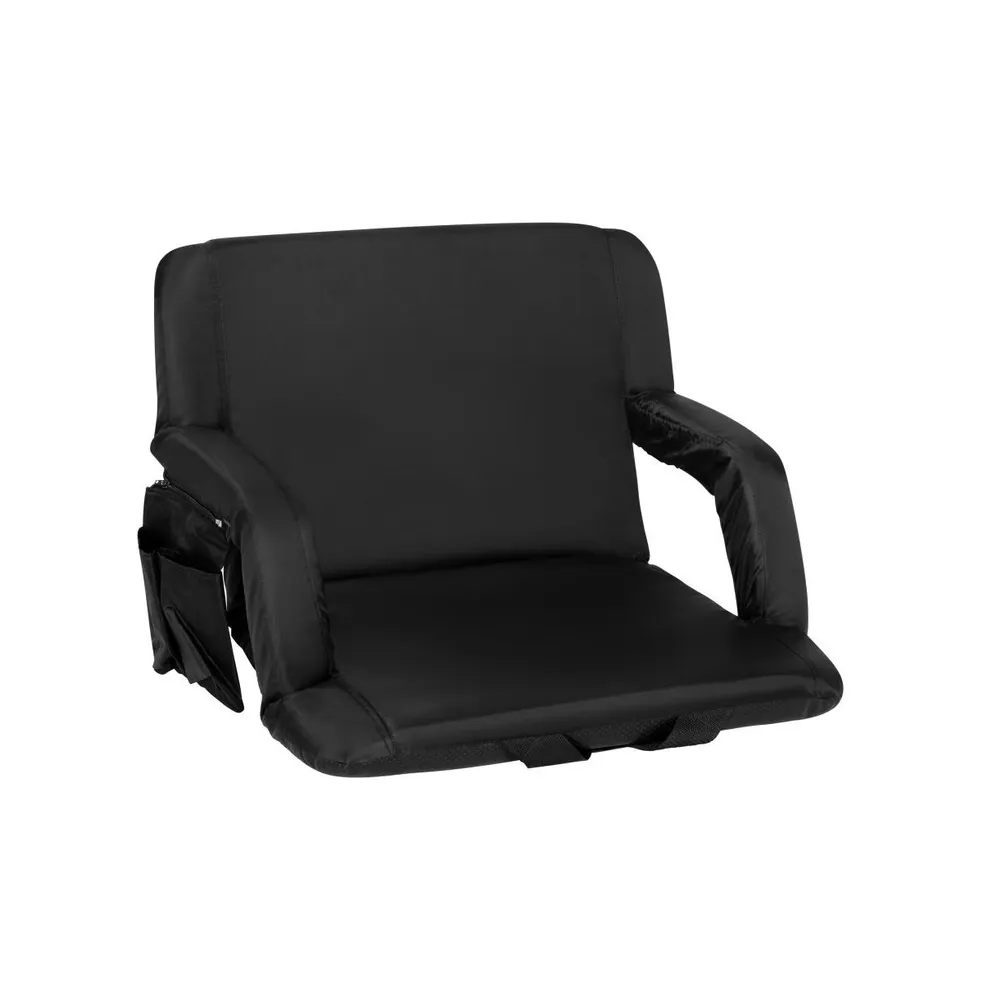 Extra Wide Portable Stadium Chair With Reclining Padded Back & Seat, Lightweight Metal Frame Armrests Backpack Straps