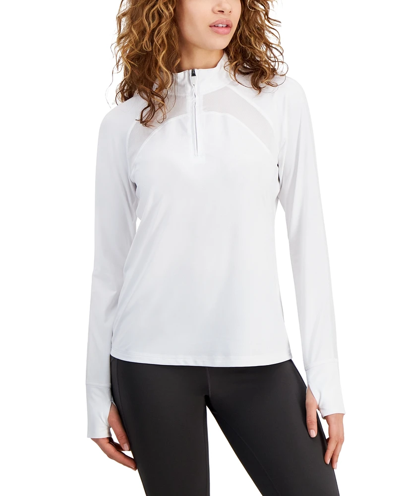 Id Ideology Women's Mesh Jersey 1/4-Zip Top, Created for Macy's