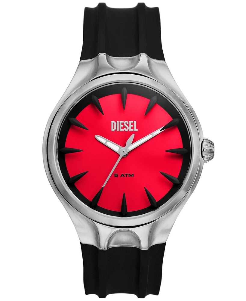 Diesel Men's Streamline Three Hand Black Silicone Watch 44mm