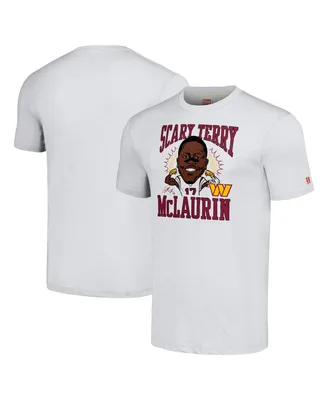 Men's Homage Terry McLaurin Heathered Ash Washington Commanders Caricature Player Tri-Blend T-shirt