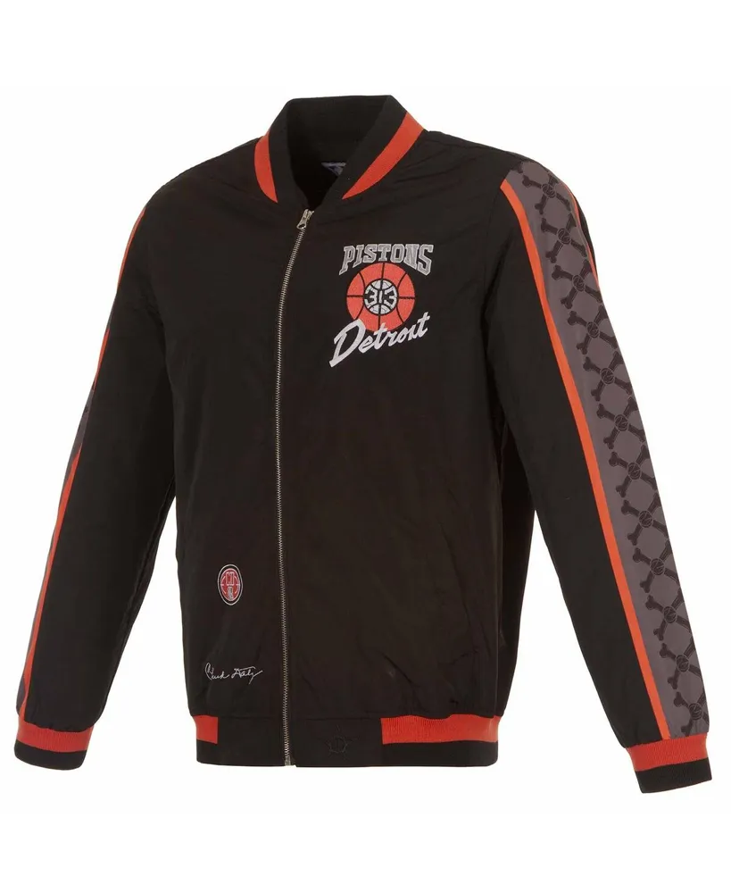 Men's Jh Design Black Detroit Pistons 2023/24 City Edition Nylon Full-Zip Bomber Jacket