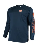 Men's Columbia Navy Auburn Tigers Big & Tall Terminal Tackle Long Sleeve Omni-Shade T-shirt