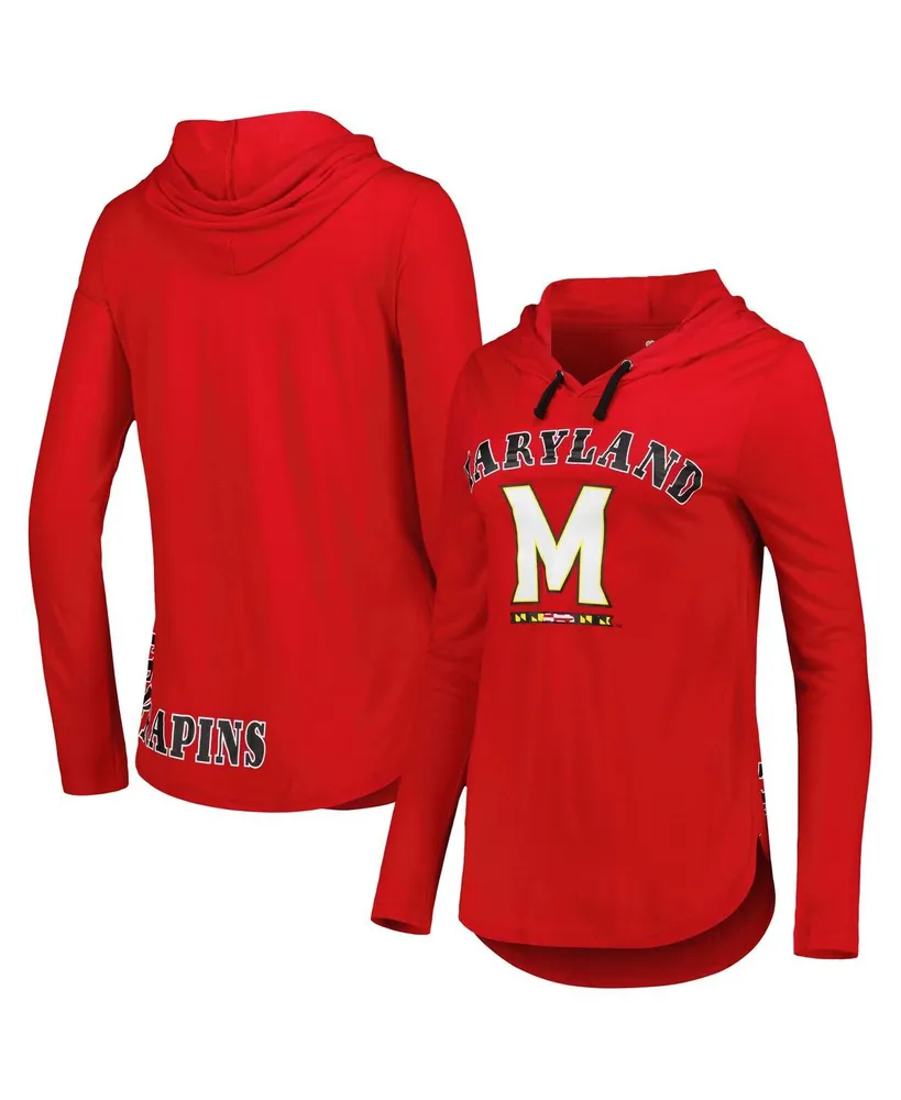 Women's Colosseum Red Maryland Terrapins My Lover Lightweight Hooded Long Sleeve T-shirt