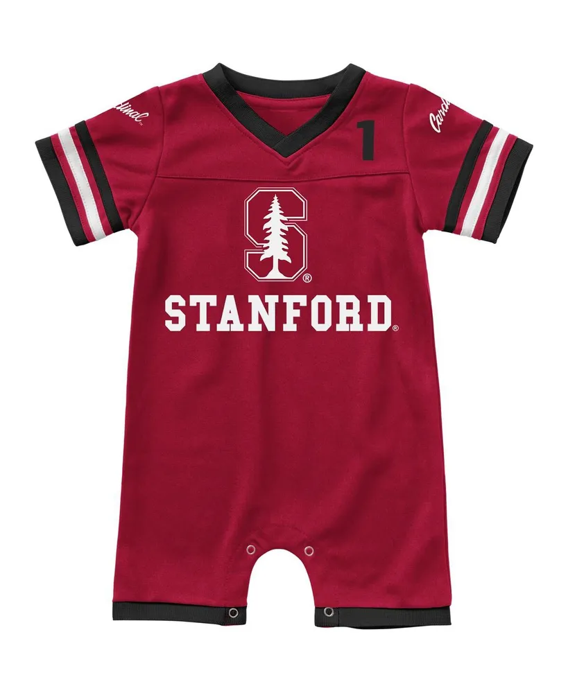 Newborn and Infant Boys Girls Colosseum Cardinal Stanford Bumpo Football Logo Romper