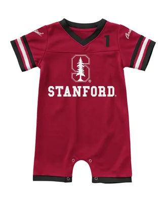 Newborn and Infant Boys and Girls Colosseum Cardinal Stanford Cardinal Bumpo Football Logo Romper