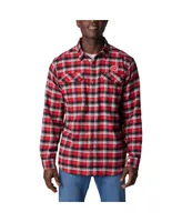 Men's Columbia Red Wisconsin Badgers Flare Gun Flannel Long Sleeve Shirt