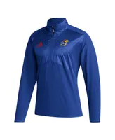 Men's adidas Royal Kansas Jayhawks Sideline Aeroready Raglan Sleeve Quarter-Zip Jacket