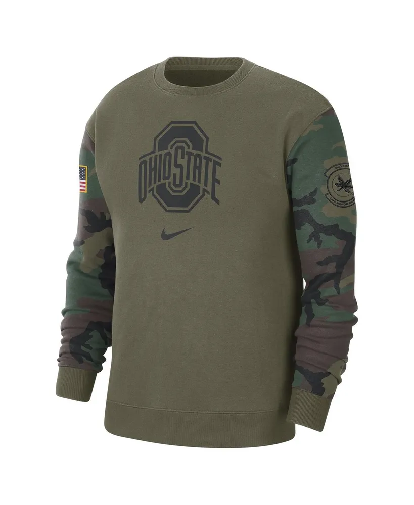 Men's Nike Olive Ohio State Buckeyes Military-Inspired Pack Club Pullover Sweatshirt