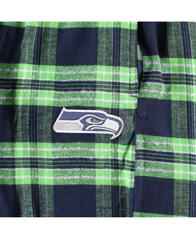 Men's Concepts Sport College Navy, Neon Green Seattle Seahawks Big and Tall Flannel Sleep Set