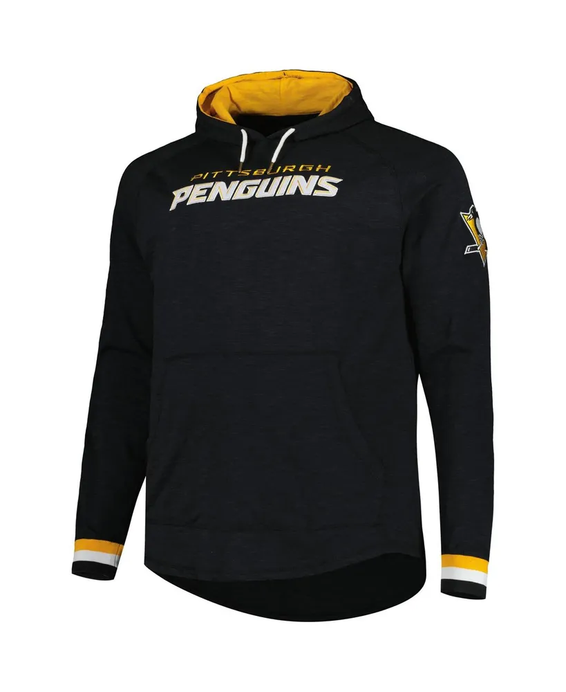 Men's Mitchell & Ness Black Pittsburgh Penguins Big and Tall Legendary Raglan Pullover Hoodie