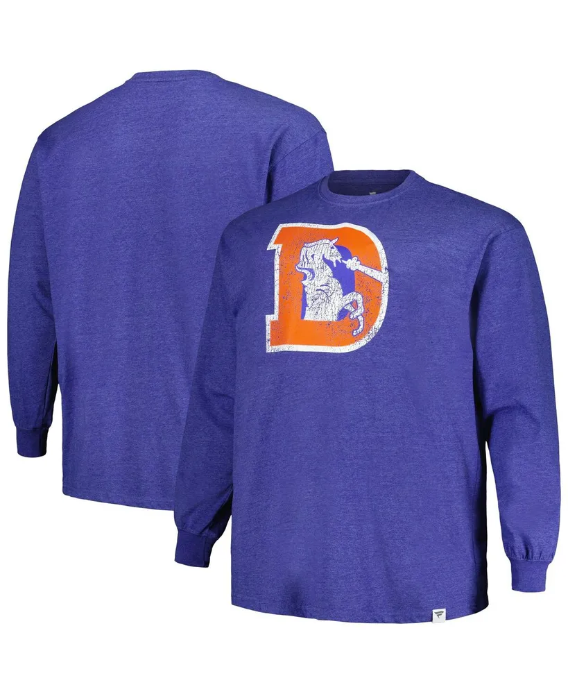 Men's Profile Heather Royal Distressed Denver Broncos Big and Tall Throwback Long Sleeve T-shirt