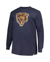 Men's Profile Heather Navy Distressed Chicago Bears Big and Tall Throwback Long Sleeve T-shirt