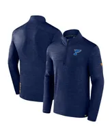 Men's Fanatics Heather Navy St. Louis Blues Authentic Pro Quarter-Zip Pullover Top