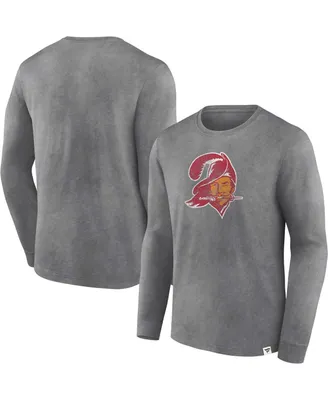 Men's Fanatics Heather Charcoal Distressed Tampa Bay Buccaneers Washed Primary Long Sleeve T-shirt