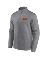 Men's Fanatics Heather Gray Distressed Oklahoma State Cowboys Vintage Fleece Quarter-Zip Jacket