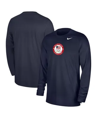 Men's Nike Navy Team Usa Uv Coach Long Sleeve Performance T-shirt