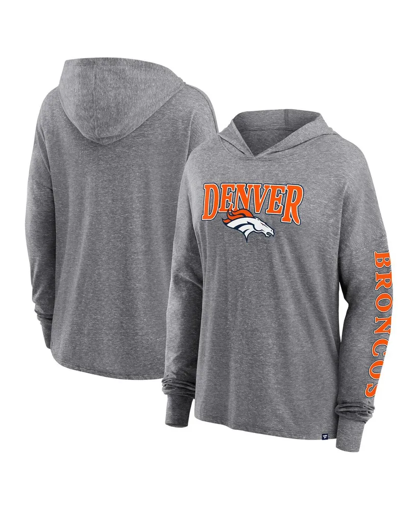 Women's Fanatics Heather Gray Denver Broncos Classic Outline Pullover Hoodie