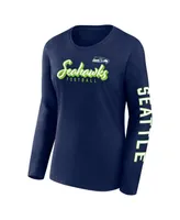 Women's Fanatics College Navy, White Seattle Seahawks Two-Pack Combo Cheerleader T-shirt Set
