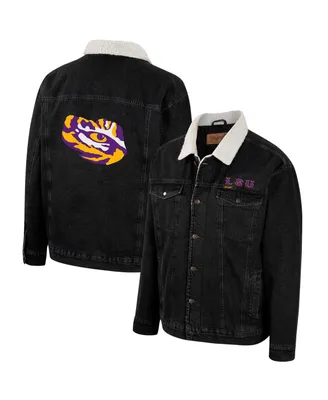 Men's Colosseum x Wrangler Charcoal Lsu Tigers Western Button-Up Denim Jacket
