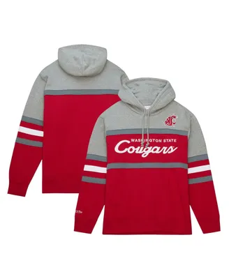 Men's Mitchell & Ness Red Washington State Cougars Head Coach Pullover Hoodie