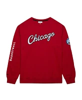 Men's Mitchell & Ness Red Chicago Bulls Hardwood Classics There and Back Pullover Sweatshirt