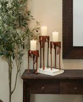 Rosemary Lane Aluminum Pillar Candle Holder with Dripping Melting Designed Legs Set of 3 - 13", 10", 9" H