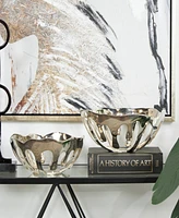 Rosemary Lane Aluminum Drip Decorative Bowl with Melting Designed Body, Set of 2 - 13", 11" H