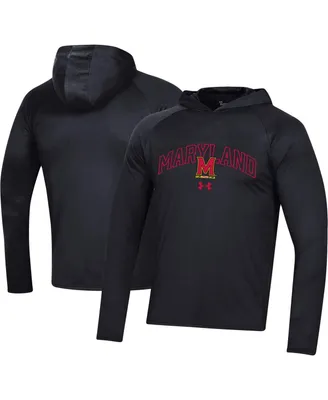 Men's Under Armour Maryland Terrapins 2023 Sideline Tech Hooded Raglan Long Sleeve T-shirt