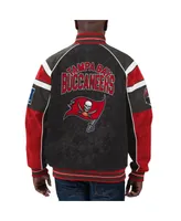 Men's G-iii Sports by Carl Banks Black Tampa Bay Buccaneers Faux Suede Raglan Full-Zip Varsity Jacket