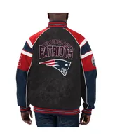 Men's G-iii Sports by Carl Banks Black New England Patriots Faux Suede Raglan Full-Zip Varsity Jacket