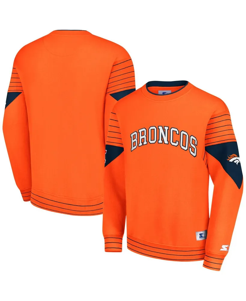 Men's Starter Orange Denver Broncos Face-Off Pullover Sweatshirt