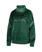 Women's Dkny Sport Green Green Bay Packers Deliliah Rhinestone Funnel Neck Pullover Sweatshirt