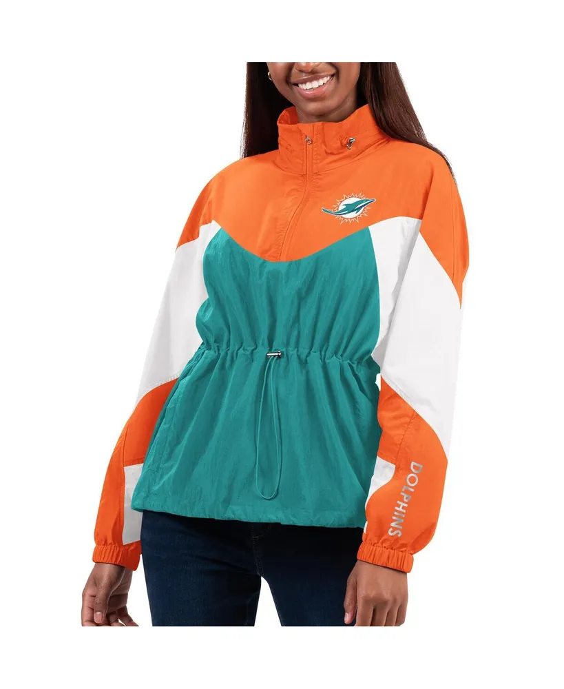 G-iii 4her By Carl Banks Women's G-iii 4Her by Carl Banks Aqua, Orange  Miami Dolphins Tie Breaker Lightweight Quarter-Zip Jacket