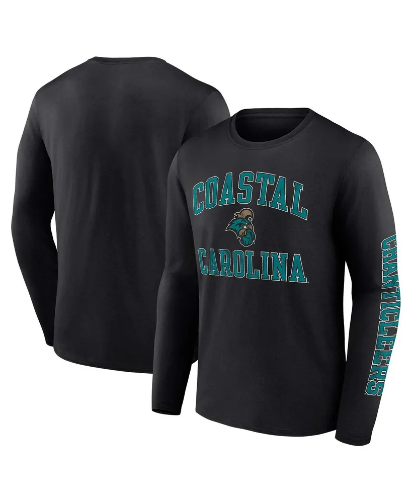 Men's Fanatics Black Coastal Carolina Chanticleers Distressed Arch Over Logo Long Sleeve T-shirt