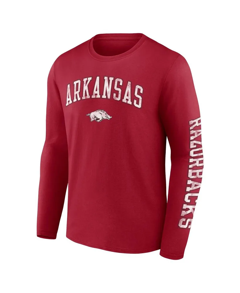 Men's Fanatics Cardinal Arkansas Razorbacks Distressed Arch Over Logo Long Sleeve T-shirt