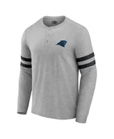 Men's Nfl x Darius Rucker Collection by Fanatics Heather Gray Carolina Panthers Henley Long Sleeve T-shirt