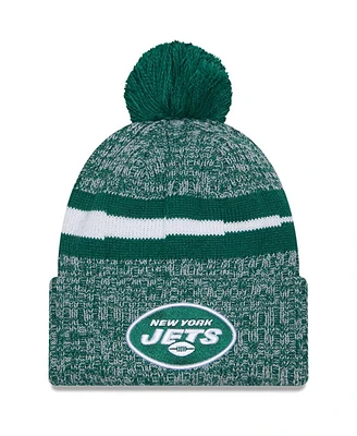 Men's New Era Green New York Jets 2023 Sideline Cuffed Knit Hat with Pom