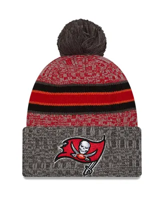 Men's New Era Red, Pewter Tampa Bay Buccaneers 2023 Sideline Sport Cuffed Pom Knit Hat