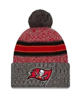 Men's New Era Red, Pewter Tampa Bay Buccaneers 2023 Sideline Sport Cuffed Pom Knit Hat