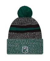 Men's New Era Black, Green New York Jets 2023 Sideline Sport Cuffed Pom Knit Hat