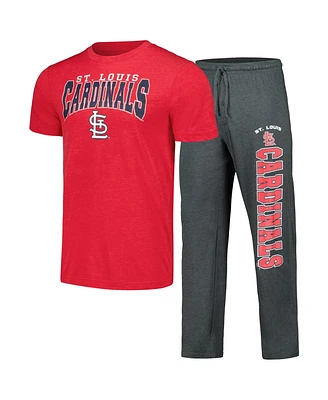 Men's Concepts Sport Charcoal, Red St. Louis Cardinals Meter T-shirt and Pants Sleep Set
