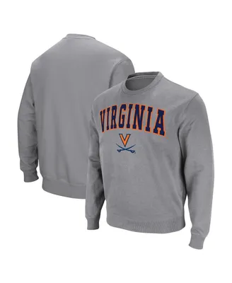 Men's Colosseum Heather Gray Virginia Cavaliers Arch and Logo Pullover Sweatshirt
