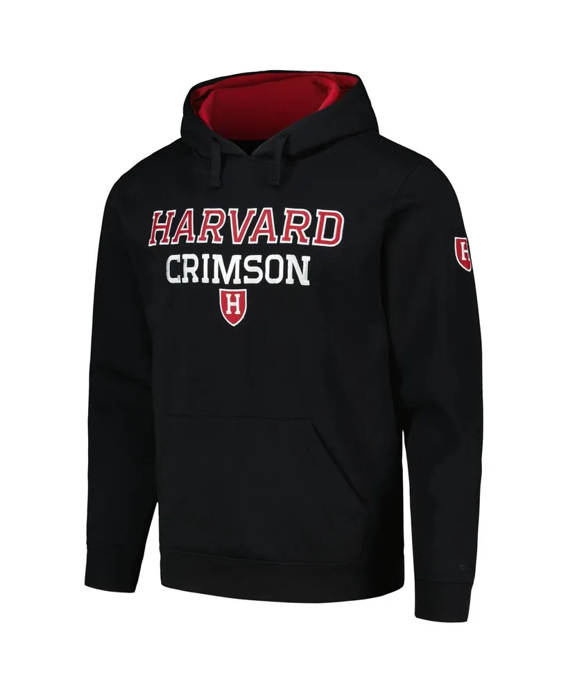 Men's Colosseum Black Harvard Crimson Sunrise Pullover Hoodie