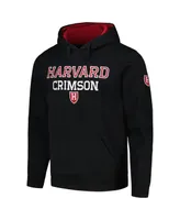 Men's Colosseum Black Harvard Crimson Sunrise Pullover Hoodie