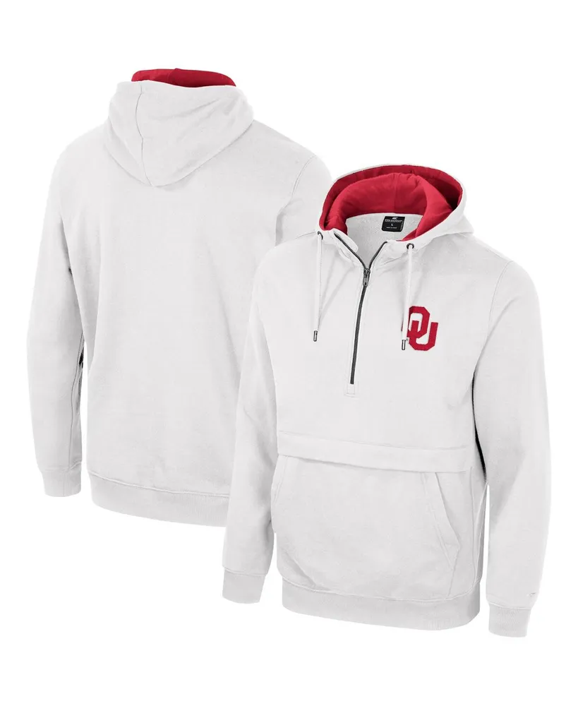 Men's Colosseum White Oklahoma Sooners Half-Zip Hoodie