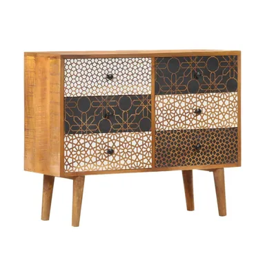 Sideboard with Printed Pattern 35.4"x11.8"x27.6" Solid Mango Wood